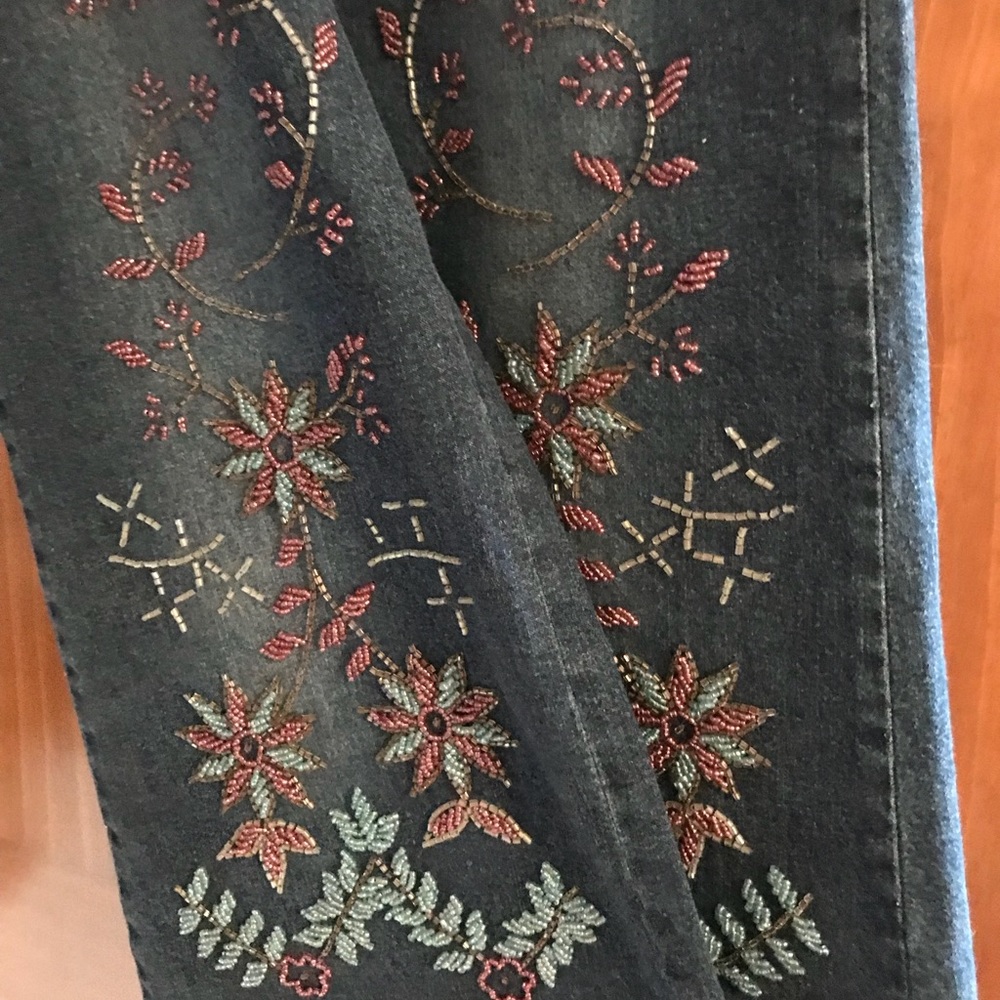 Embellished blue jeans